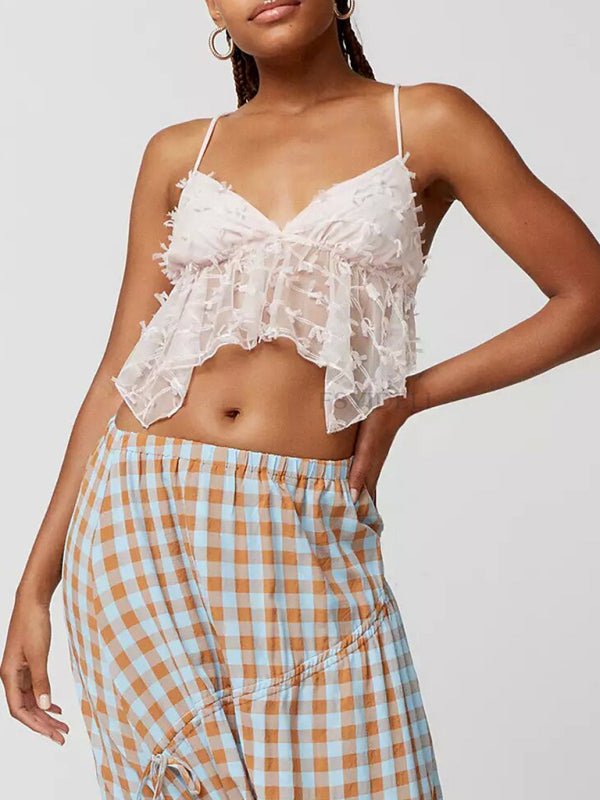 New V - neck Sexy Hollow Strappy Backless Suspender Top - Top